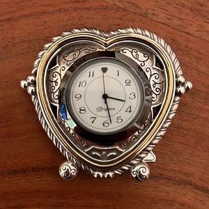 Brighton - Silver/Brass Heart Clock